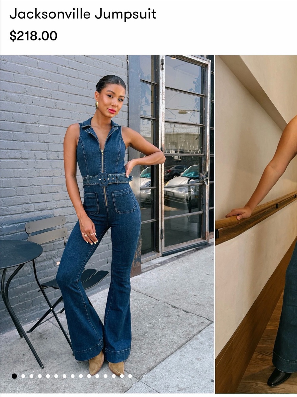 NWT Show Me Your MuMu Dark Blue Denim Flared Jumpsuit